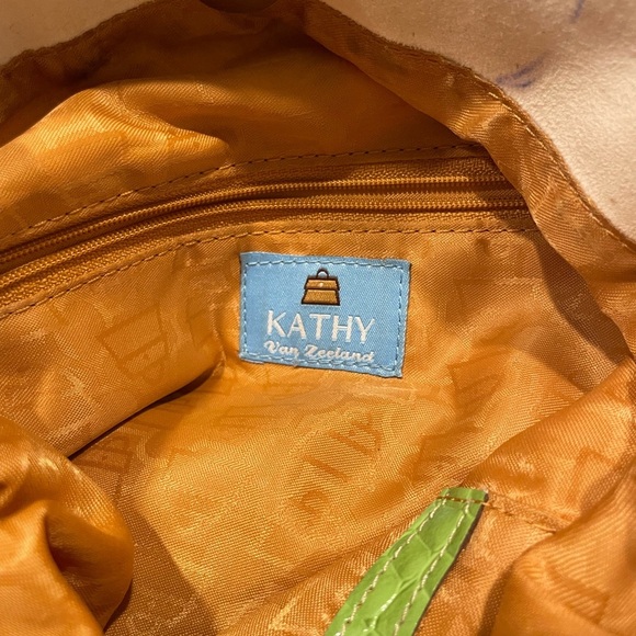 Kathy Van Zeeland Green and Cream Tote Bag Y2K - Picture 9 of 10